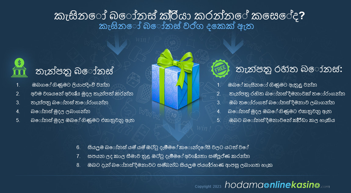 කැසිනෝ බෝනස් ක්‍රියා කරන්නේ කෙසේද
